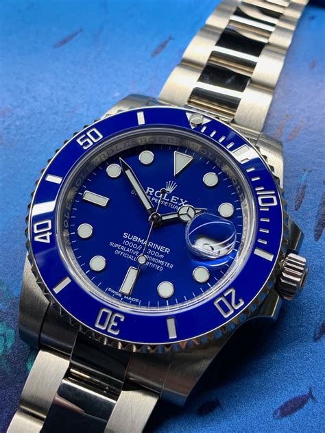 rolex oyster perpetual submariner date in 18ct white gold|More.